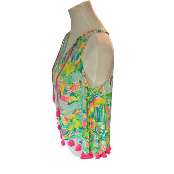 Lilly Pulitzer Roxi Colorful Beach Top Pink Tassel Trim Women's Sz Small New NWT - Picture 3 of 10